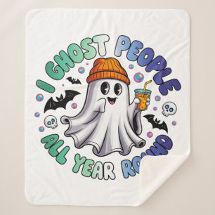 Gay MLM Funny Halloween – I Ghost People Sherpa Blanket