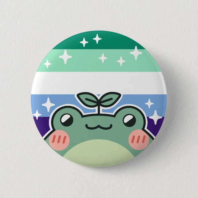 Gay MLM LGBT Pride Flag Frog 6 Cm Round Badge (Front)