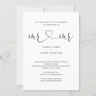Gay Mr & Mr All in One Wedding Invitation