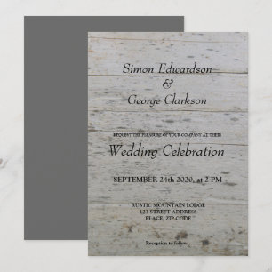 Gay Mr & Mr driftwood Wedding invitation