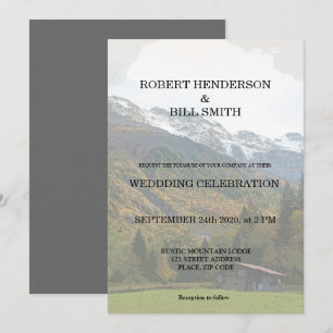 Gay Mr & Mr rustic mountain Wedding invitation