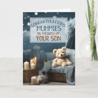Gay Mums Blue New Baby Congratulations