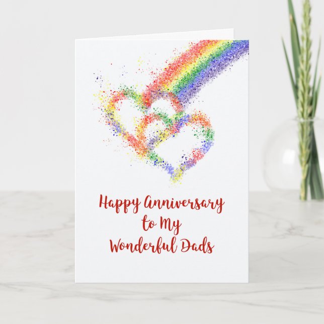 Gay My Dads Parents Anniversary Rainbow Hearts     Card (Front)