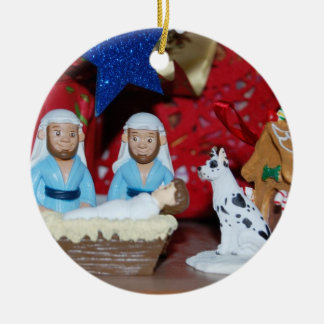 Gay Nativity: Love Makes a Holy Family Ceramic Tree Decoration