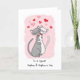 Gay Nephew & Husband Valentines Cute Cats Card