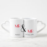 Gay Newlyweds Mr and Mr Personalised Wedding Gift Coffee Mug Set<br><div class="desc">Just the thing for newly wed gay couples a cute pair of love mugs which can easily be customised with the couples initials and the date of their marriage. A special wedding gift and keepsake of their wedding day and so cute with two pink flamingo birds dressed as the grooms...</div>