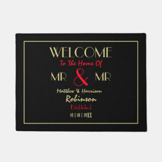 Gay Newlyweds Mr and Mr Personalised Wedding Gift Doormat