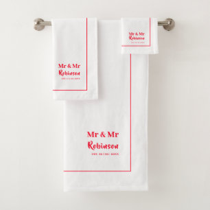 Gay Newlyweds Mr & Mr Personalised Large Bath Towel Set