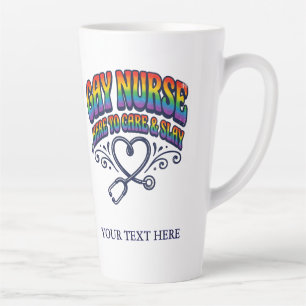 Gay Nurse Rainbow Pride Personalised Gift Latte Mug