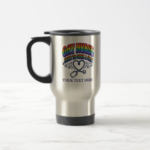 Gay Nurse Rainbow Pride Personalised Gift Travel Mug