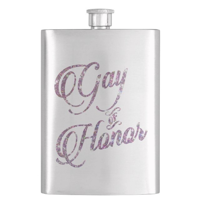 Gay of Honour | Ombre Blue Pink Purple Keepsake Hip Flask (Front)