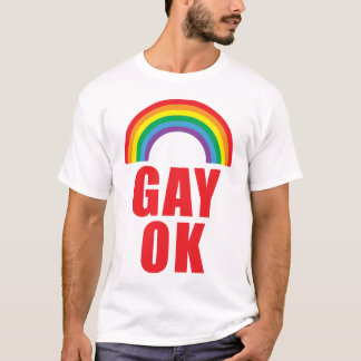 Gay OK Pride T-shirt with red text