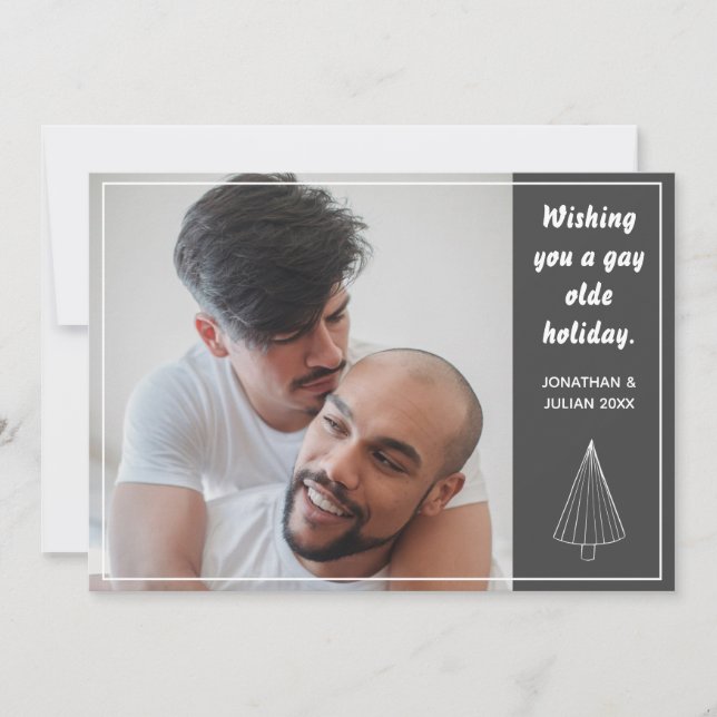 Gay Olde Christmas LGBTQ Chalkboard Holiday Card (Front)