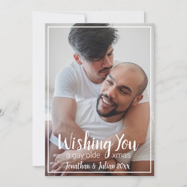 Gay Olde Christmas LGBTQ Holiday Card (Front)