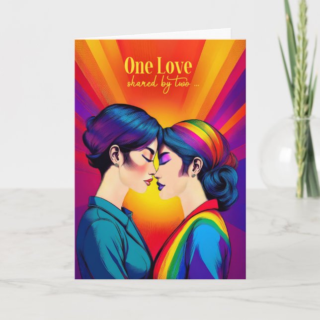 Gay Partner Lesbian Anny Rainbow Asian American Card (Front)