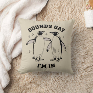 Gay Penguin Sounds Gay I'm In Vintage Queer Lgbtq  Cushion