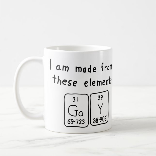 Gay periodic table name mug (Left)