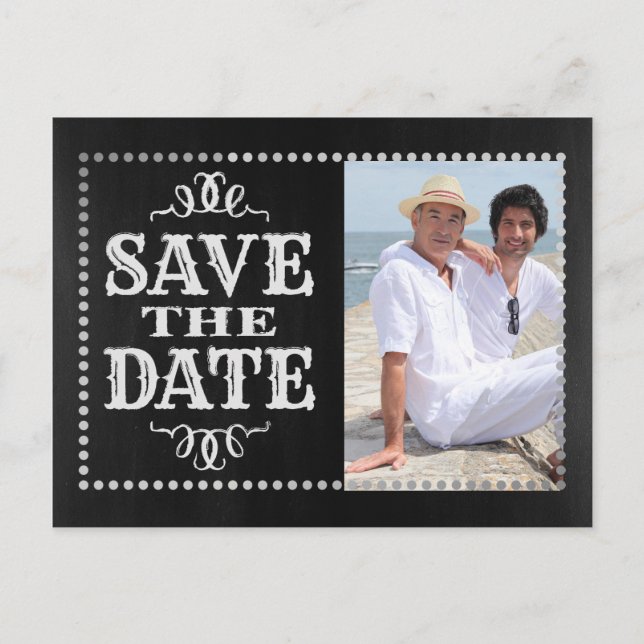 Gay Photo Save the Date Announcement Postcard (Front)