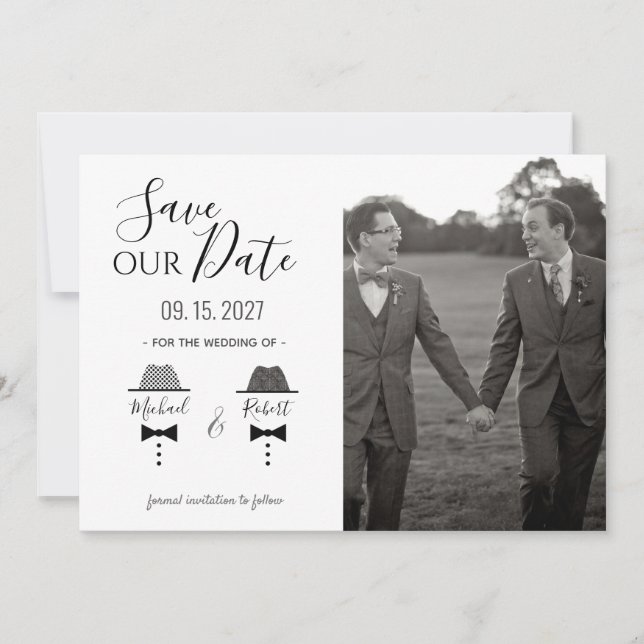 Gay Photo Wedding Save The Date (Front)