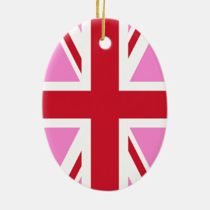 Gay Pink UK Pride Flag Ceramic Tree Decoration