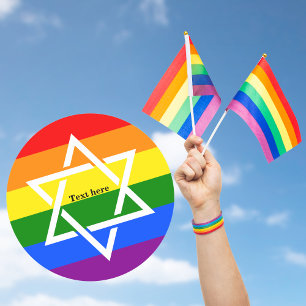 Gay Praid Rainbow Flag Jewish Star of David Classic Round Sticker