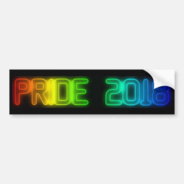 Gay Pride 2018 Rainbow Flag LGBT Typography Bumper Sticker (Front)