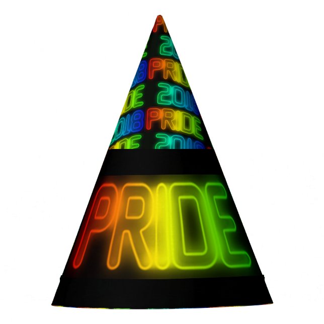 Gay Pride 2018 Rainbow Flag LGBT Typography Party Hat (Front)