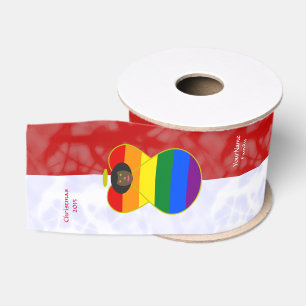 Gay Pride African Angel Flag Red White Personalise Grosgrain Ribbon