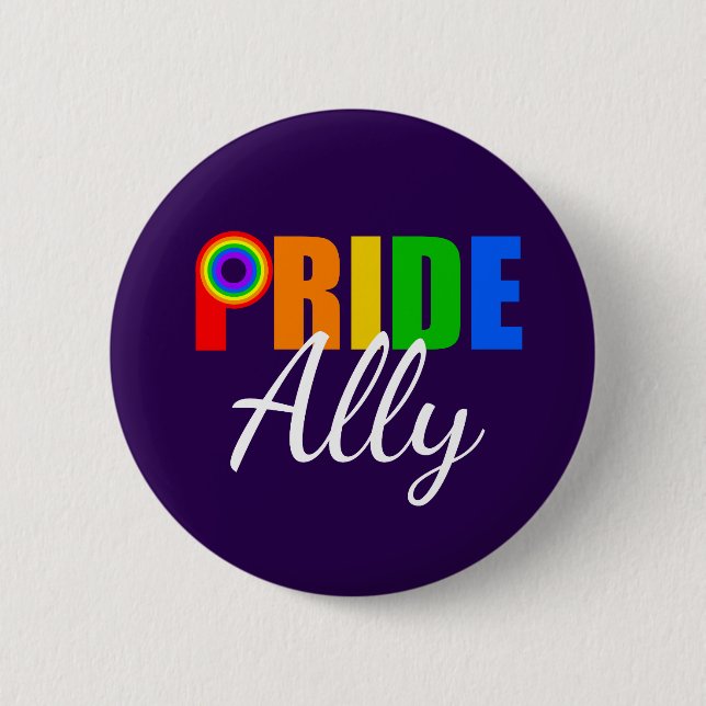 Gay Pride Ally LGBTQ Rainbow Alliance 6 Cm Round Badge (Front)