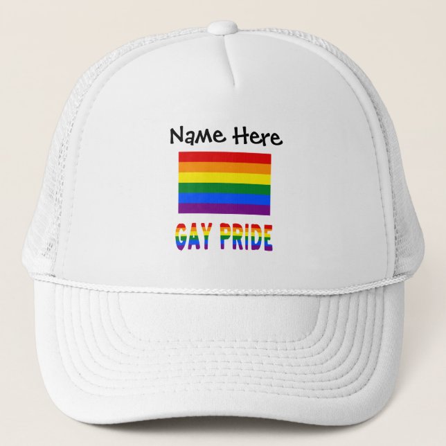 Gay Pride and Rainbow Flag Personalised  Trucker Hat (Front)