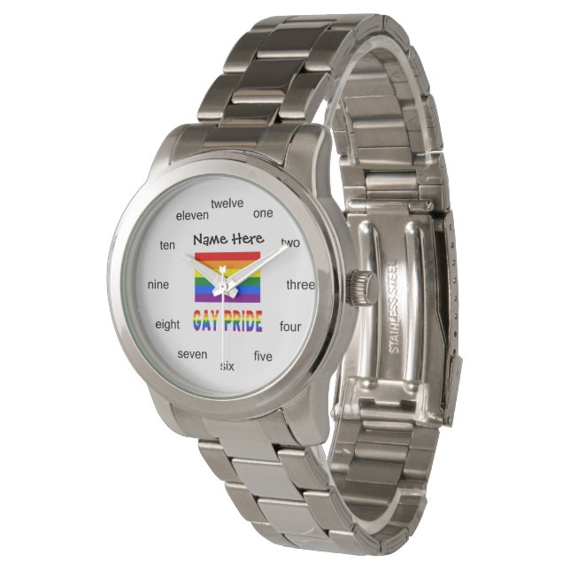 Gay Pride and Rainbow Flag Personalised  Watch (Angled)