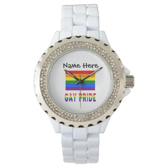 Gay Pride and Rainbow Flag Personalised  Watch (Front)