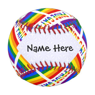 Gay Pride and Rainbow Flag Tiled with Your Name Baseball