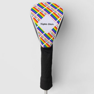 Gay Pride and Rainbow Flag Tiled with Your Name Golf Head Cover