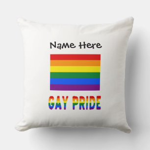Gay Pride and Rainbow Flag with Your Name Cushion