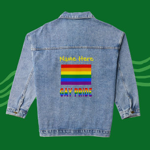 Gay Pride and Rainbow Flag Yellow Personalisation Denim Jacket