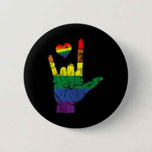 Gay Pride ASL Sign Languages LGBT Deaf Awareness M 6 Cm Round Badge