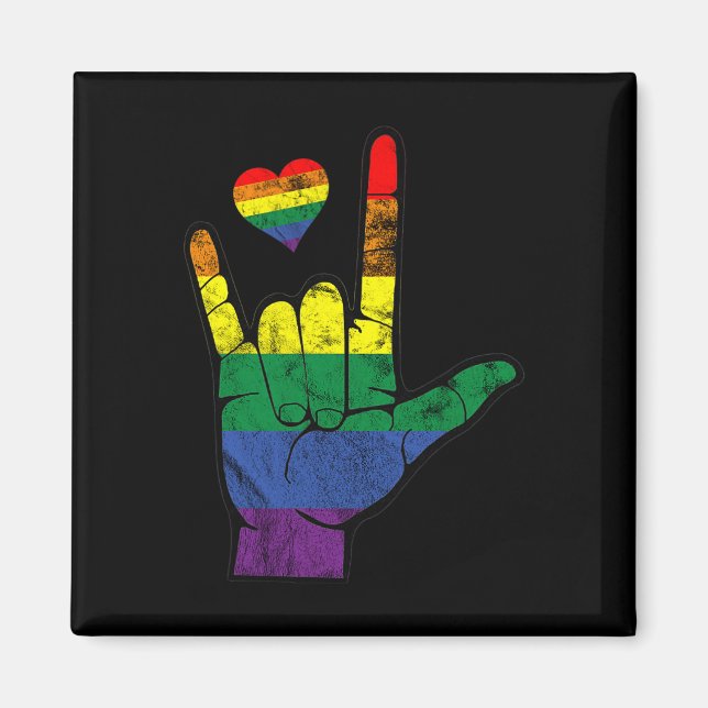 Gay Pride ASL Sign Languages LGBT Deaf Awareness M Magnet (Front)