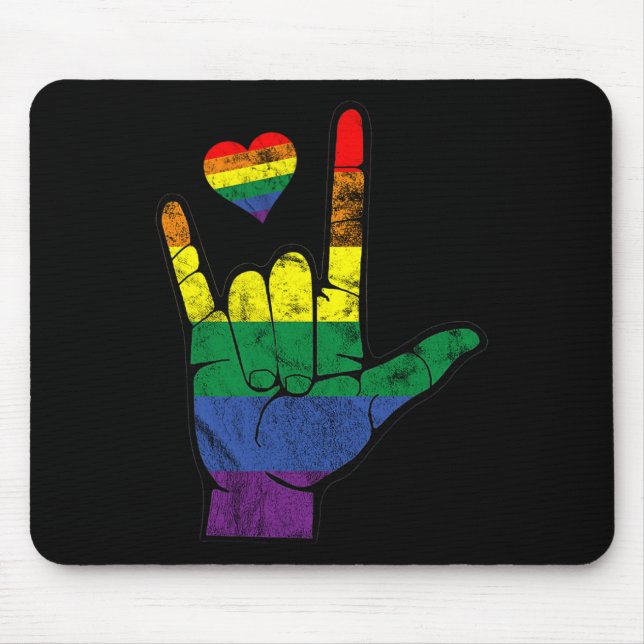 Gay Pride ASL Sign Languages LGBT Deaf Awareness M Mouse Mat (Front)