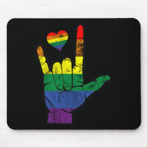 Gay Pride ASL Sign Languages LGBT Deaf Awareness M Mouse Mat