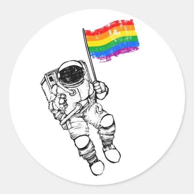 Gay Pride Astronaut T-Shirt Classic Round Sticker (Front)