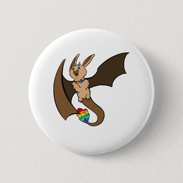 Gay Pride Bat Dragon 6 Cm Round Badge (Front)