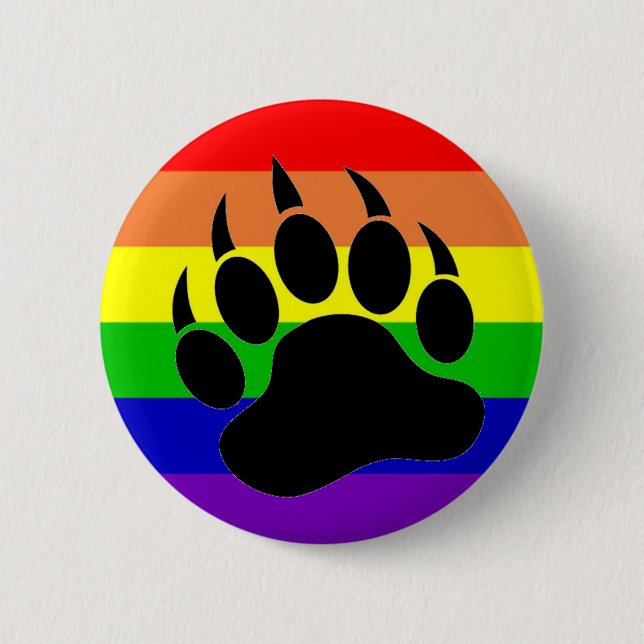 Gay Pride Bear Paw 6 Cm Round Badge (Front)