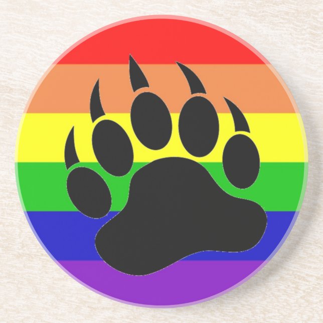 Gay Pride Bear Paw Coaster (Front)