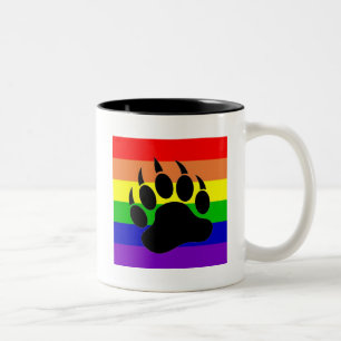 Gay Pride Bear Paw Two-Tone Coffee Mug