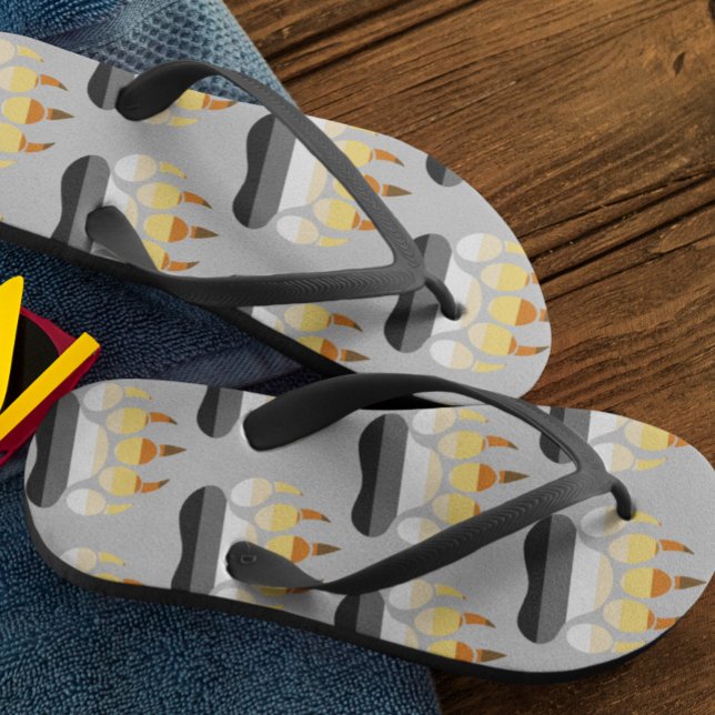 Gay Pride Bear Stripes Brown Black Flip Flops (Creator Uploaded)