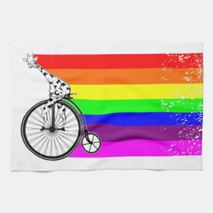 Gay pride bicycle tea towel