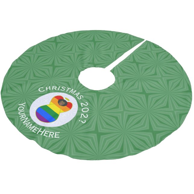 Gay Pride Black Angel Flag Christmas Personalised  Brushed Polyester Tree Skirt (Angled)