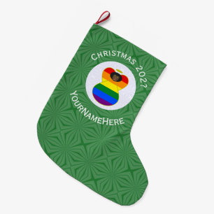 Gay Pride Black Angel Flag Christmas Personalised  Large Christmas Stocking