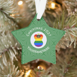 Gay Pride Black Angel Flag Christmas Personalised Ornament